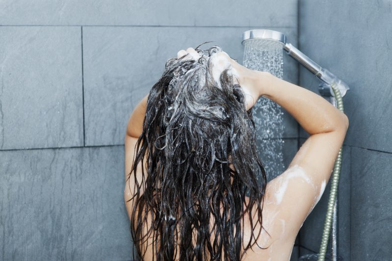 showering washing hair