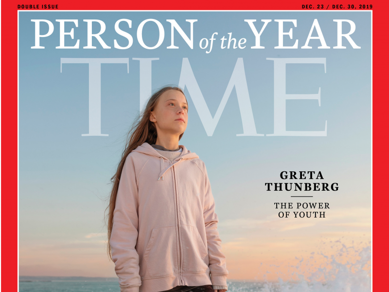 This photo provided by Time magazine shows Greta Thunberg, who has been named Time's youngest 