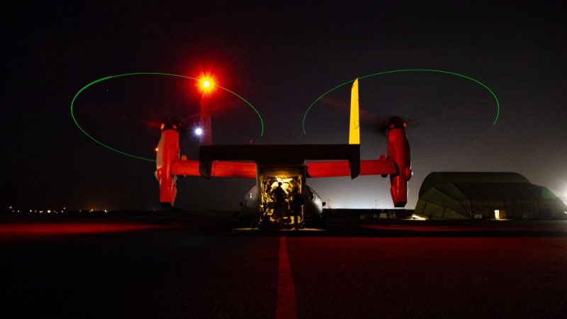 An MV-22 involved in the movement of Marines from Kuwait to Iraq