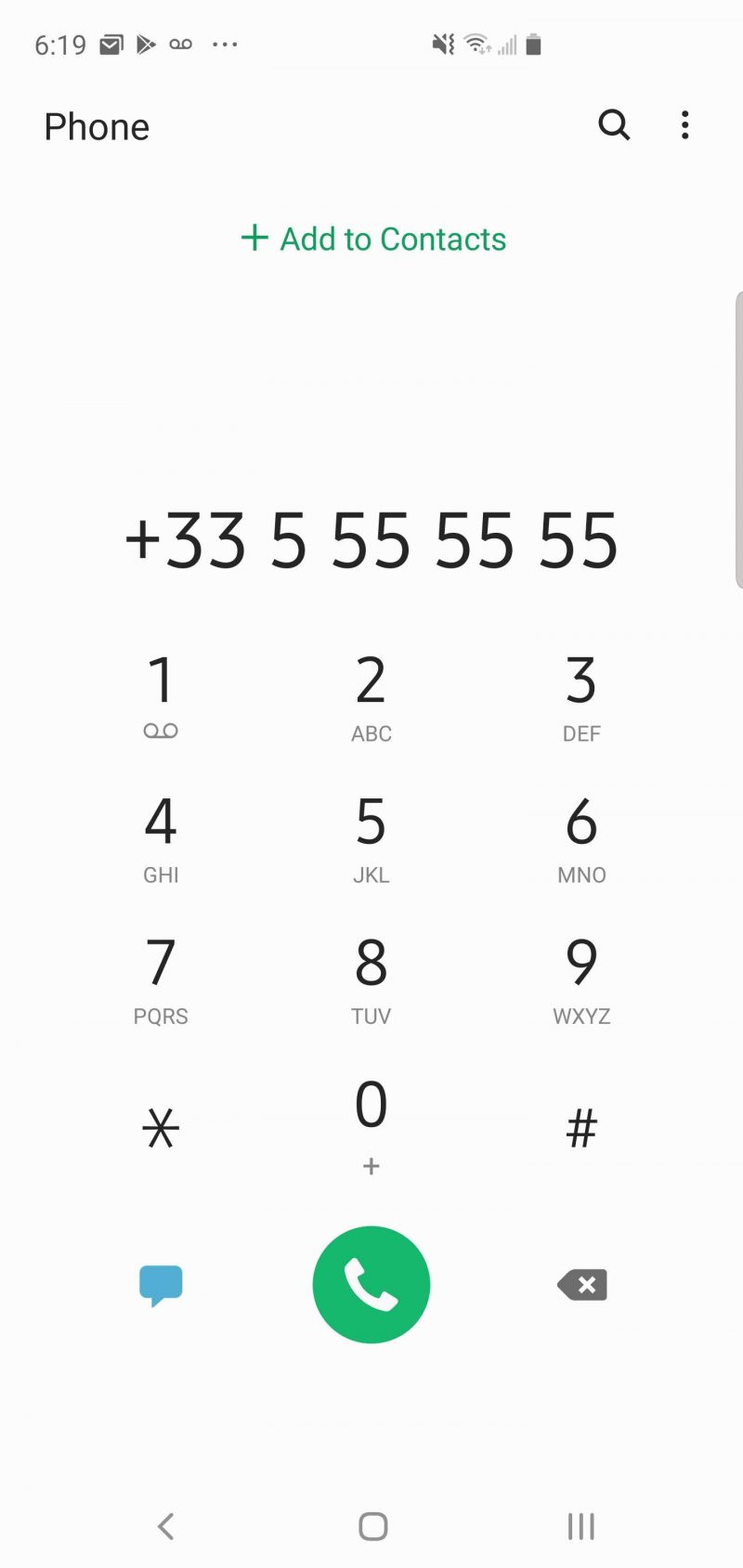 How to dial international on a Samsung Galaxy S10 1