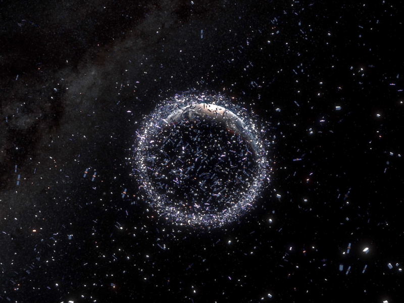 space debris satellites earth orbit