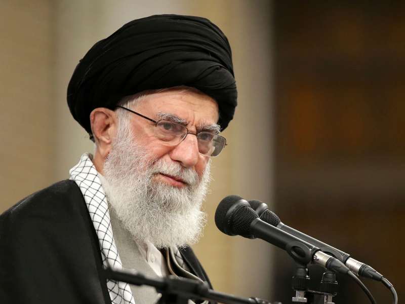 In this picture released by the official website of the office of the Iranian supreme leader, Supreme Leader Ayatollah Ali Khamenei speaks to a group of residents of the city of Qom, in Tehran, Iran, Wednesday, Jan. 8, 2020. Ayatollah Khamenei said 