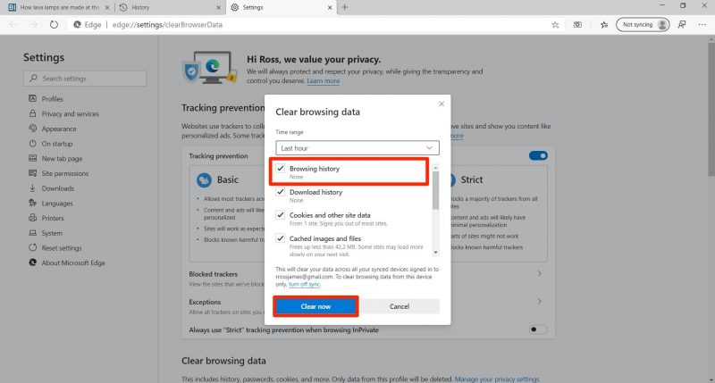 how to clear history microsoft edge