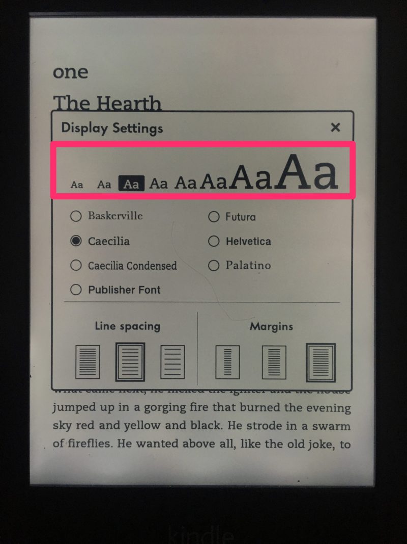 How to change font size on Kindle