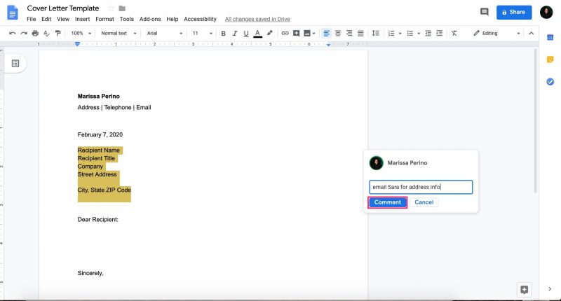 How to comment in Google Docs
