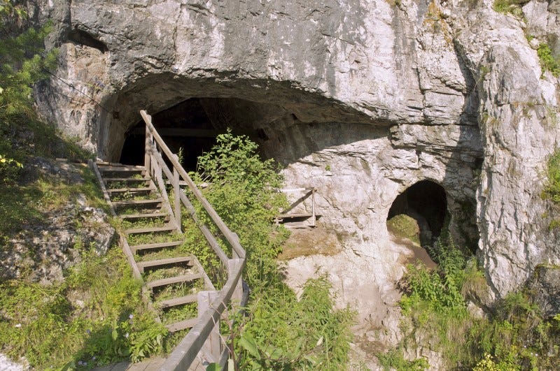 The entrance to Denisova Cave in the Altai Mountains in southern Siberia near the Russia-Mongolia border where the remains of a female Neanderthal were found is shown in this 2011 photo released on February 17, 2016. A new study has found that her genome contained DNA from Homo sapiens, indicating that our species had interbred with Neanderthals about 100,000 years ago.  REUTERS/Bence Viola/Max-Planck-Institute of Evolutionary Anthropology/Handout via Reuters   