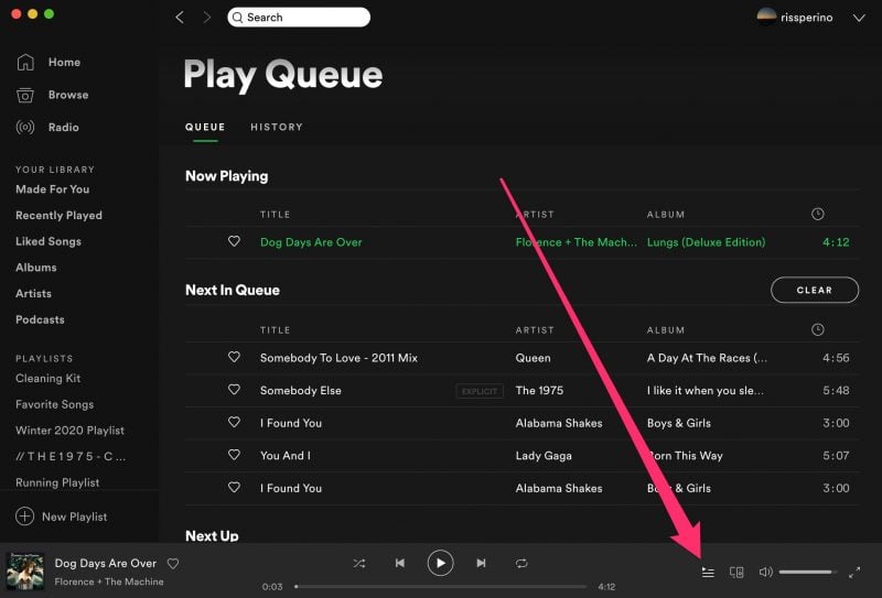 How to view queue on Spotify