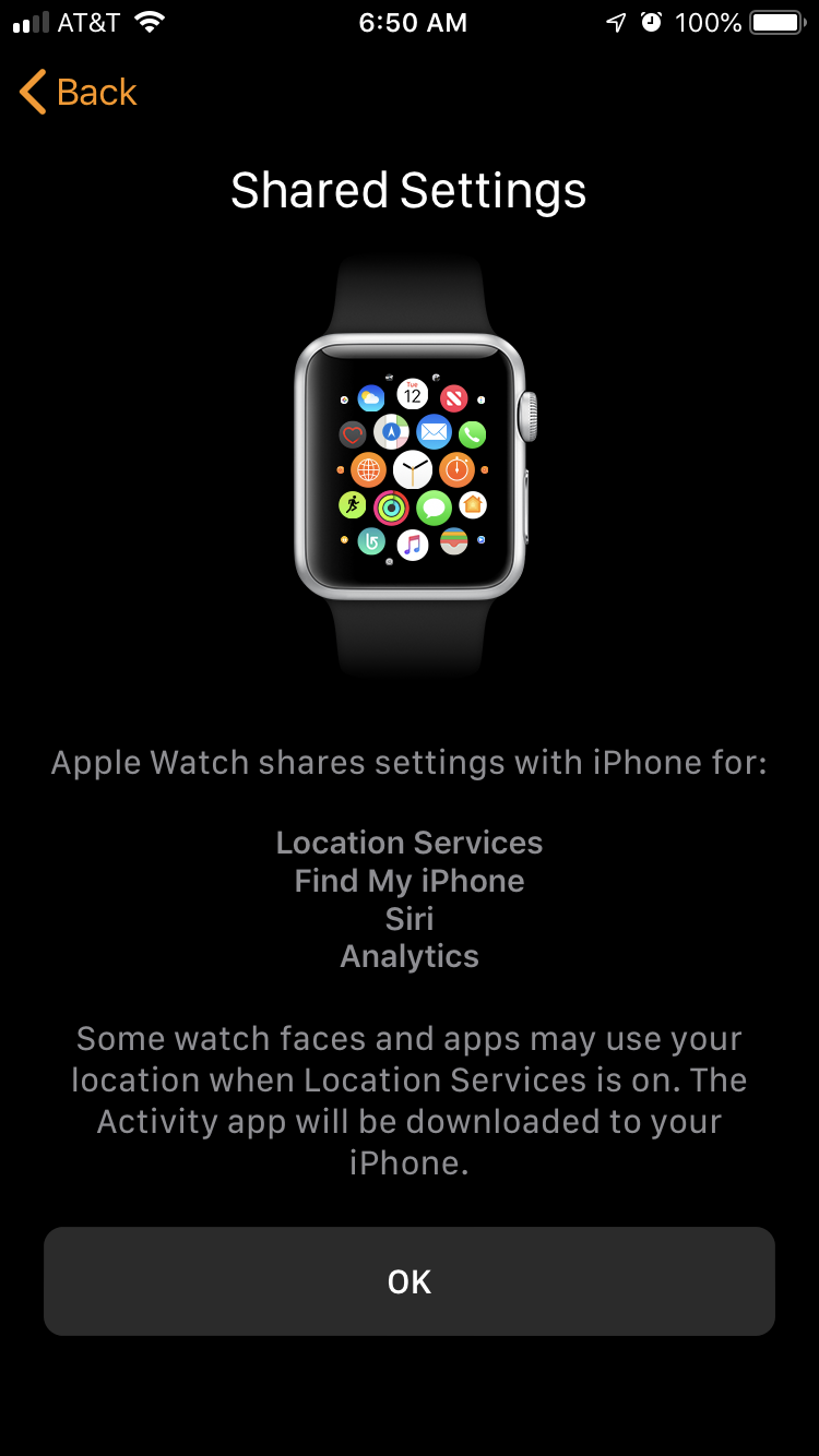 Apple Watch shared settings