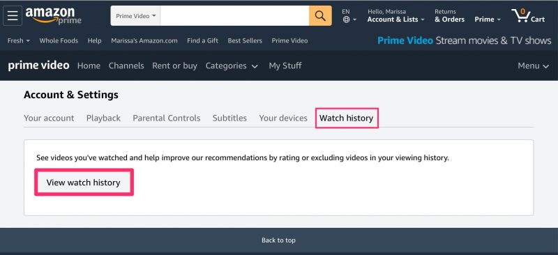 How to delete Amazon Prime Video history