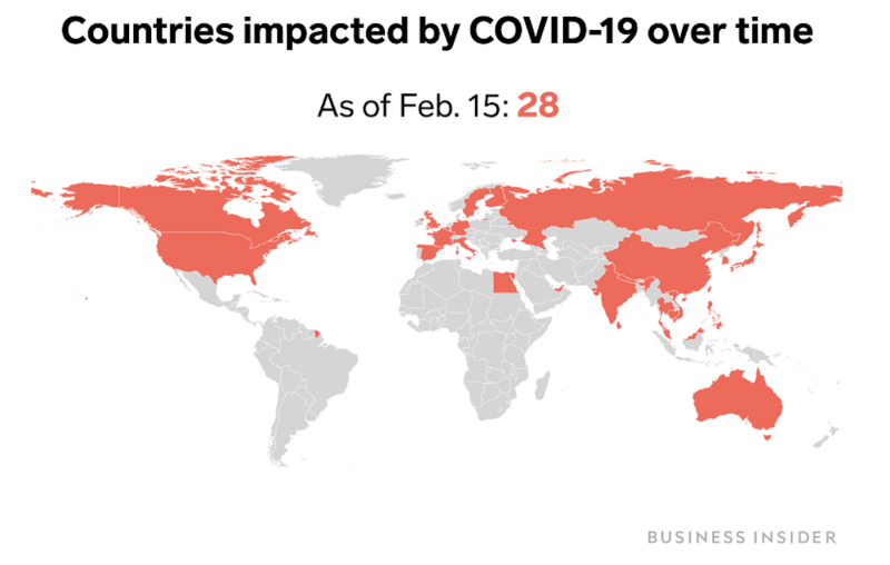 COVID-19 map Feb 15