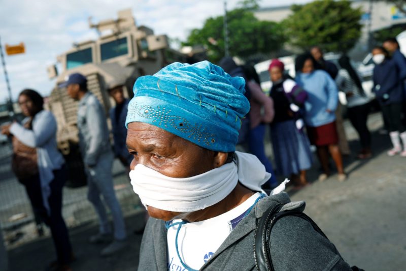 Woman in Cape Town, South Africa, face mask coronavirus