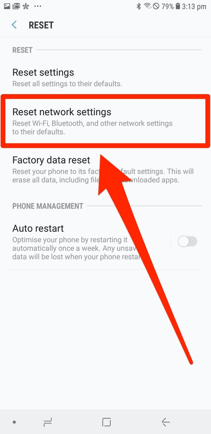 Reset network settings on Android 2