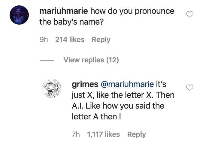 Grimes Elon Musk baby name pronunciation