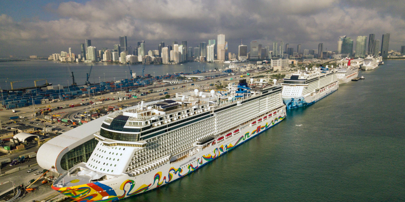 The Norwegian Encore cruise ship at the Port of Miami.