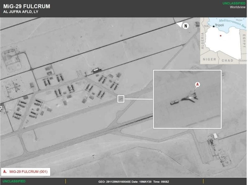 A Russian MiG-29 Fulcrum spotted at Al Jufra Airfield in Libya