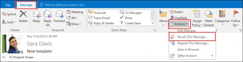How to recall a message in Outlook 1