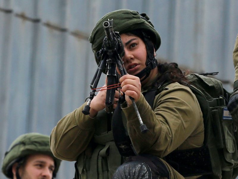 female Israeli soldier  in Hebron in the Israeli-occupied West Bank February, 2020