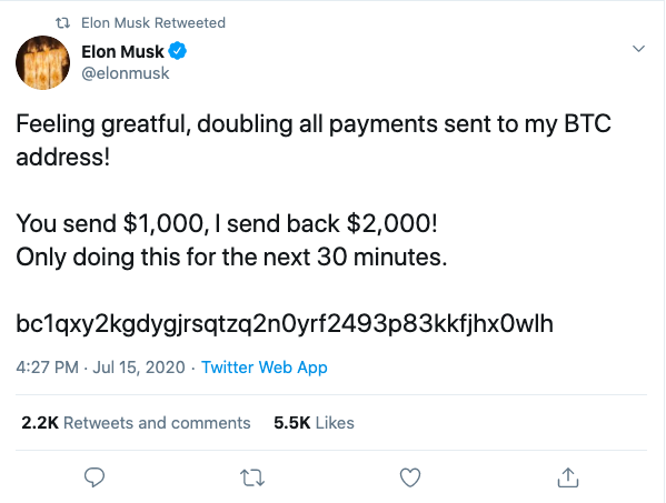 Elon Musk bitcoin scam