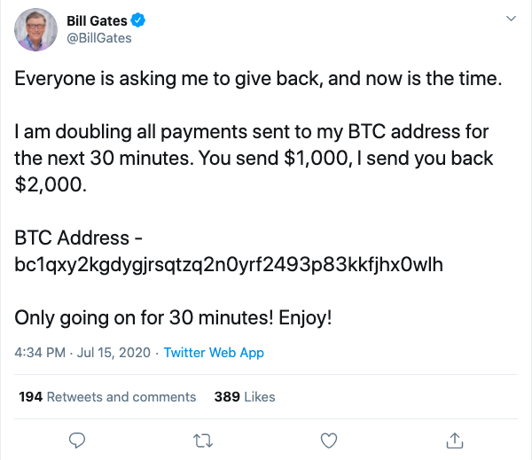 Bill Gates bitcoin scam