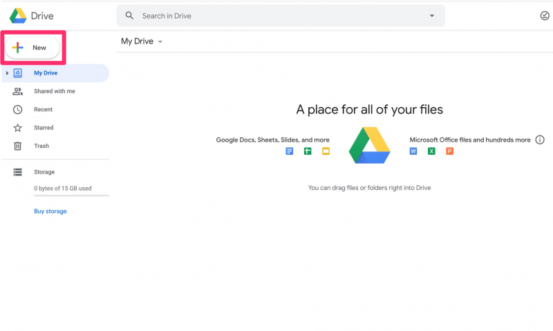 Google Drive new menu