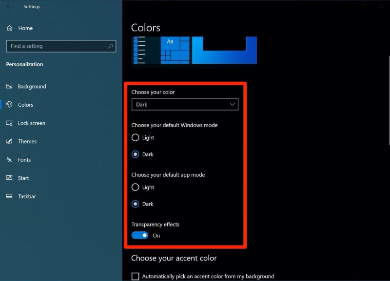 How to turn on dark mode on Windows 2