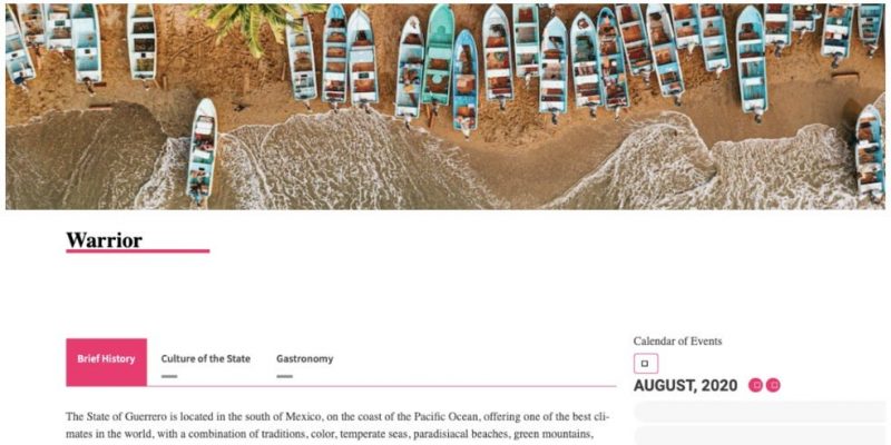 A screengrab of the VisitMexico.com website advertising the state of Guerrero, which was translated to 