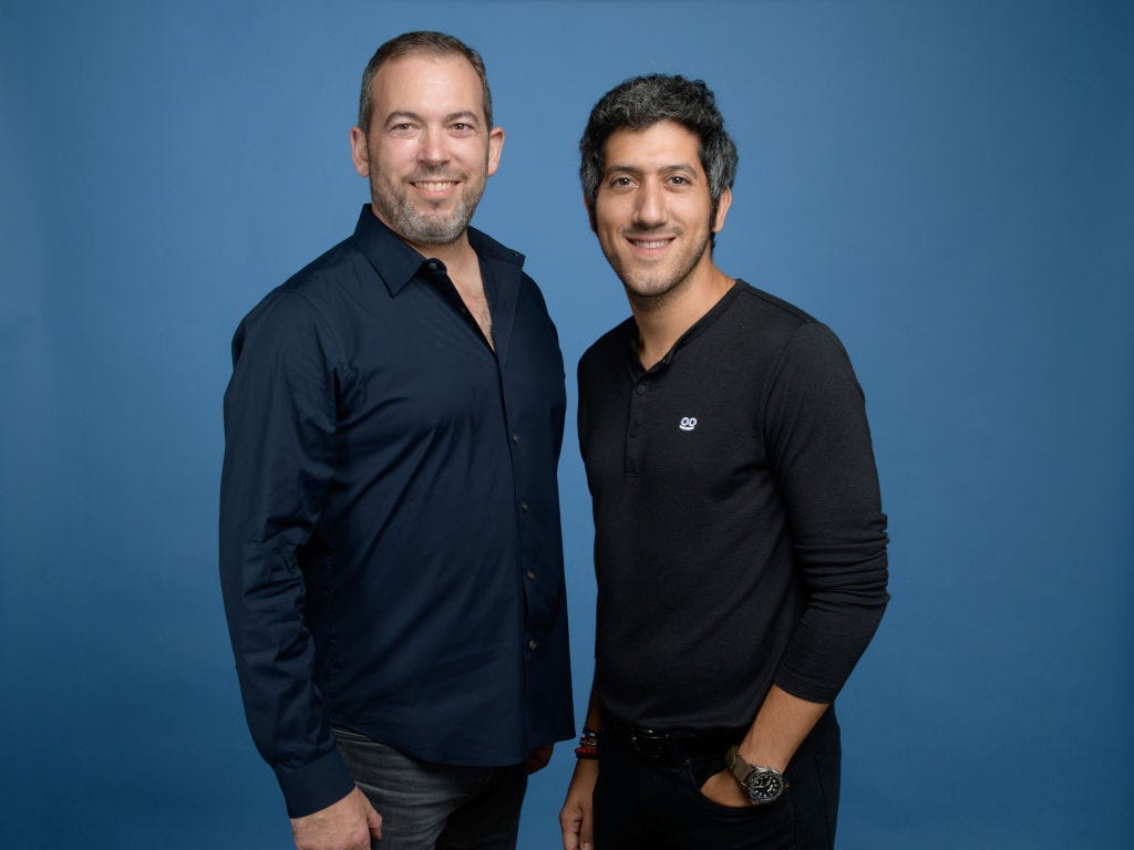 (L-R) Cofounder and co-CEO of Outbrain Yaron Galai and founder and CEO of Taboola Adam Singolda