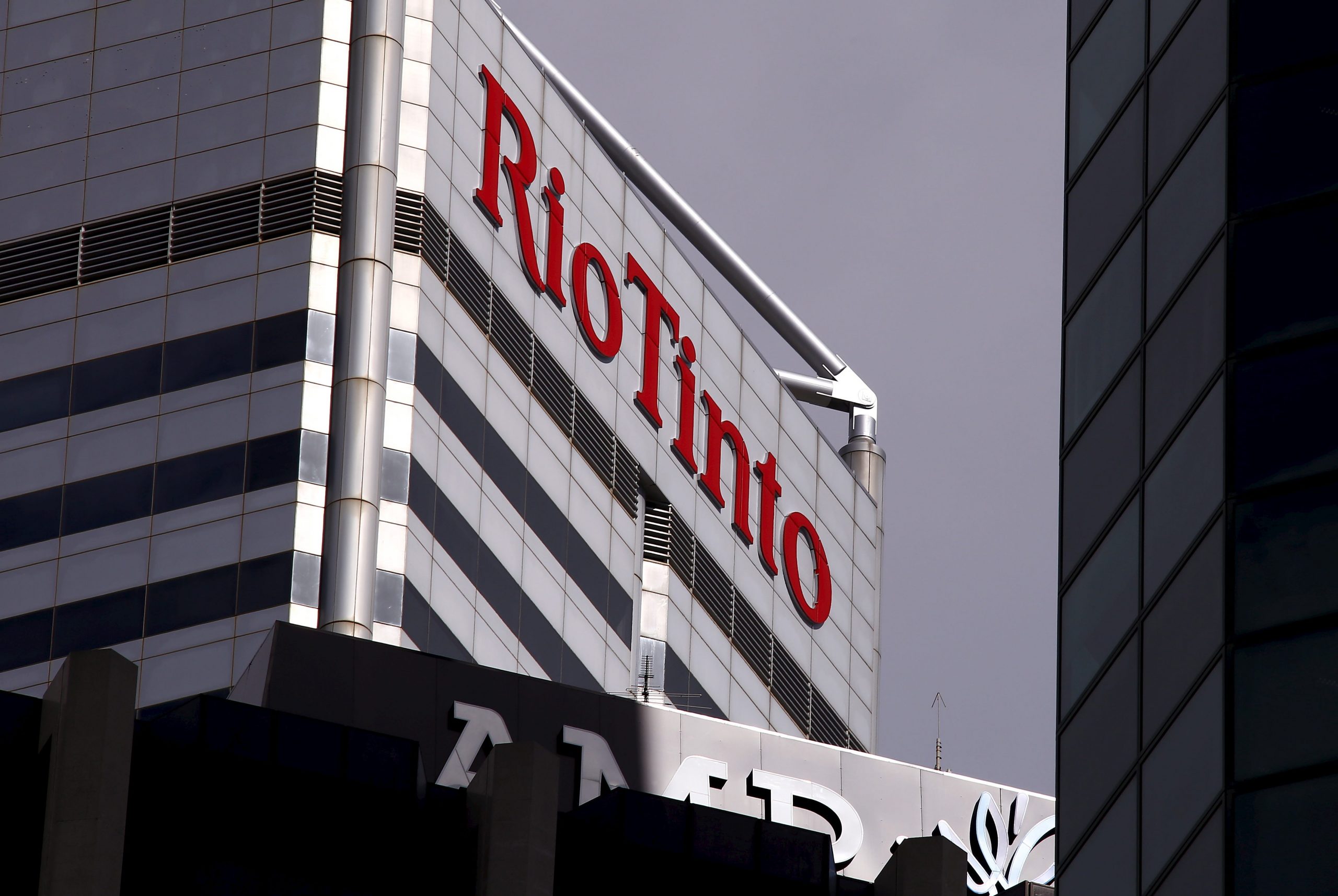 FILE PHOTO: A sign adorns the building where mining company Rio Tinto has their office in Perth, Western Australia, November 19, 2015.   REUTERS/David Gray