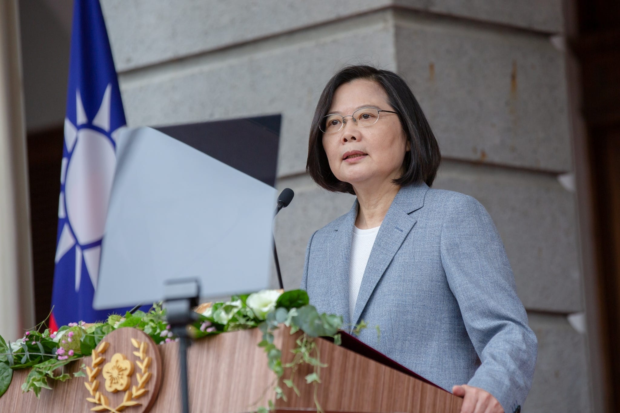 FILE PHOTO: Taiwan President Tsai Ing-wen delivers her inaugural address at the Taipei Guest House in Taipei, Taiwan May 20, 2020.  Wang Yu Ching/Taiwan Presidential Office/Handout via REUTERS/File Photo