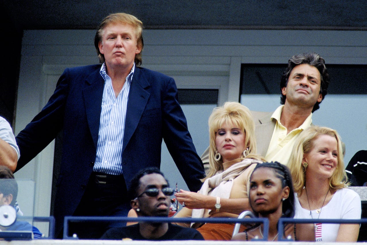 Donald Trump and Ivana Trump watch tennis at the US Open circa September 1997 in New York City.