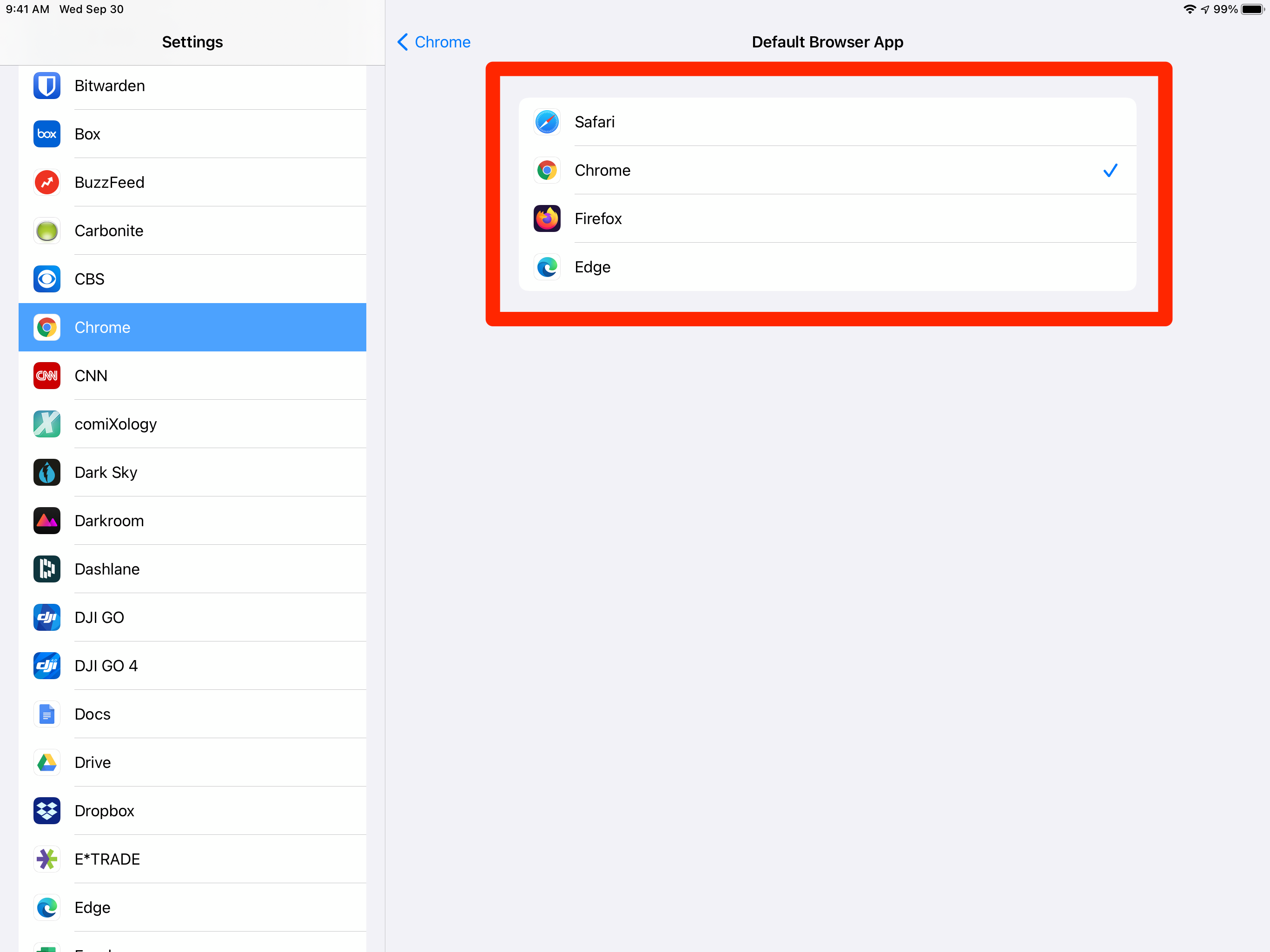 How to set default browser on iPad 3
