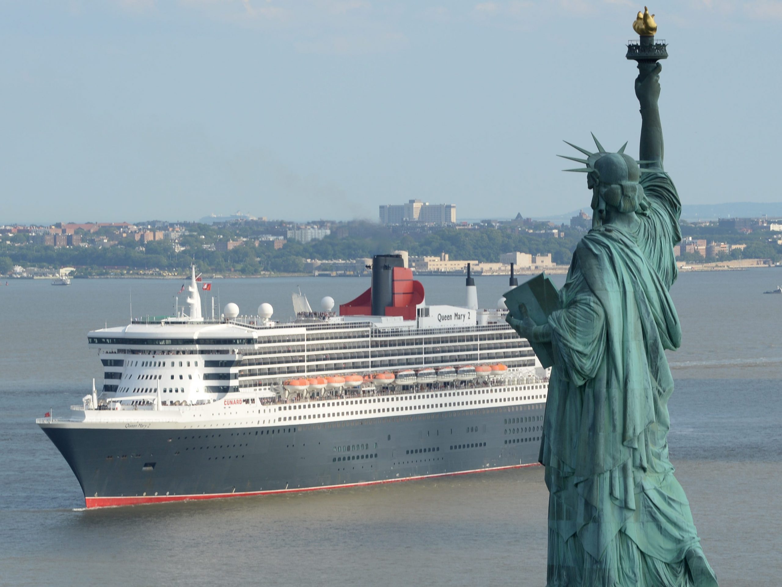 The Queen Mary 2 departs from New York.