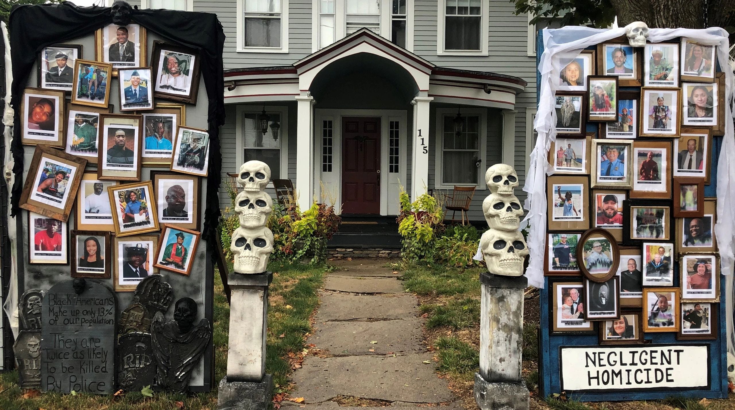 Matt Warshauer's Halloween display shows the horrors of 2020.