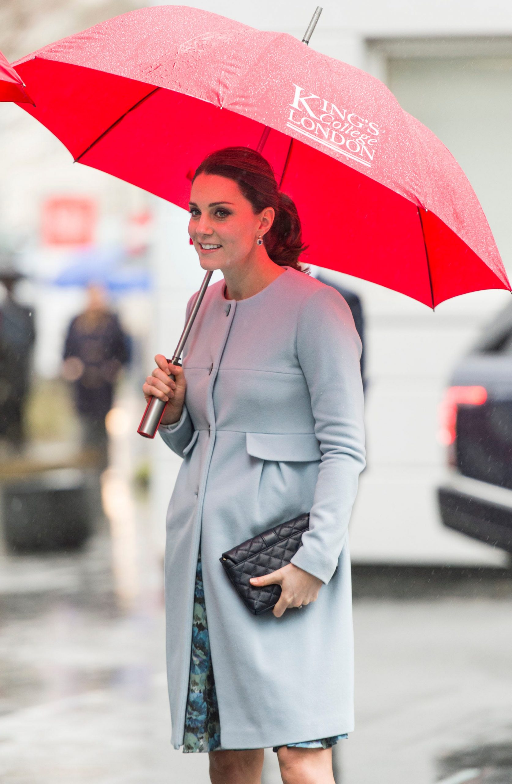 Kate Middleton has often worn knee length coats.