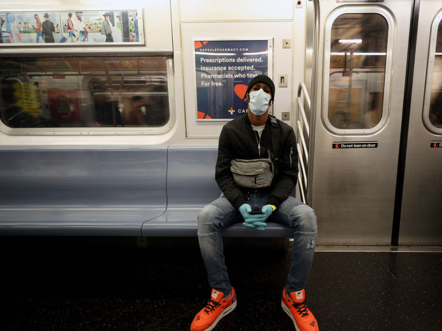 NYC subway coronavirus mask