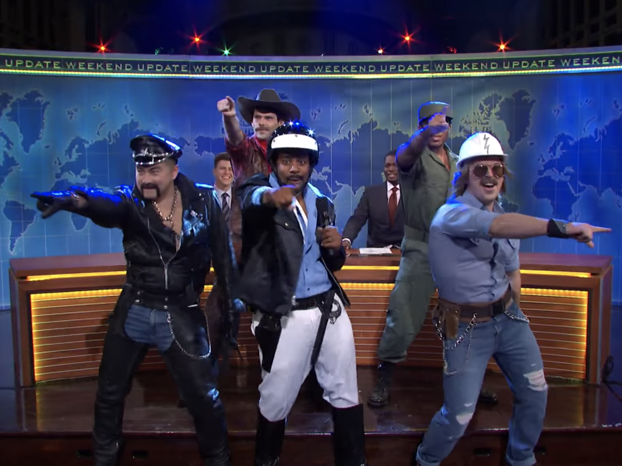 "Saturday Night Live" cast members appeared as the Village People to say they don't support Trump using their music.