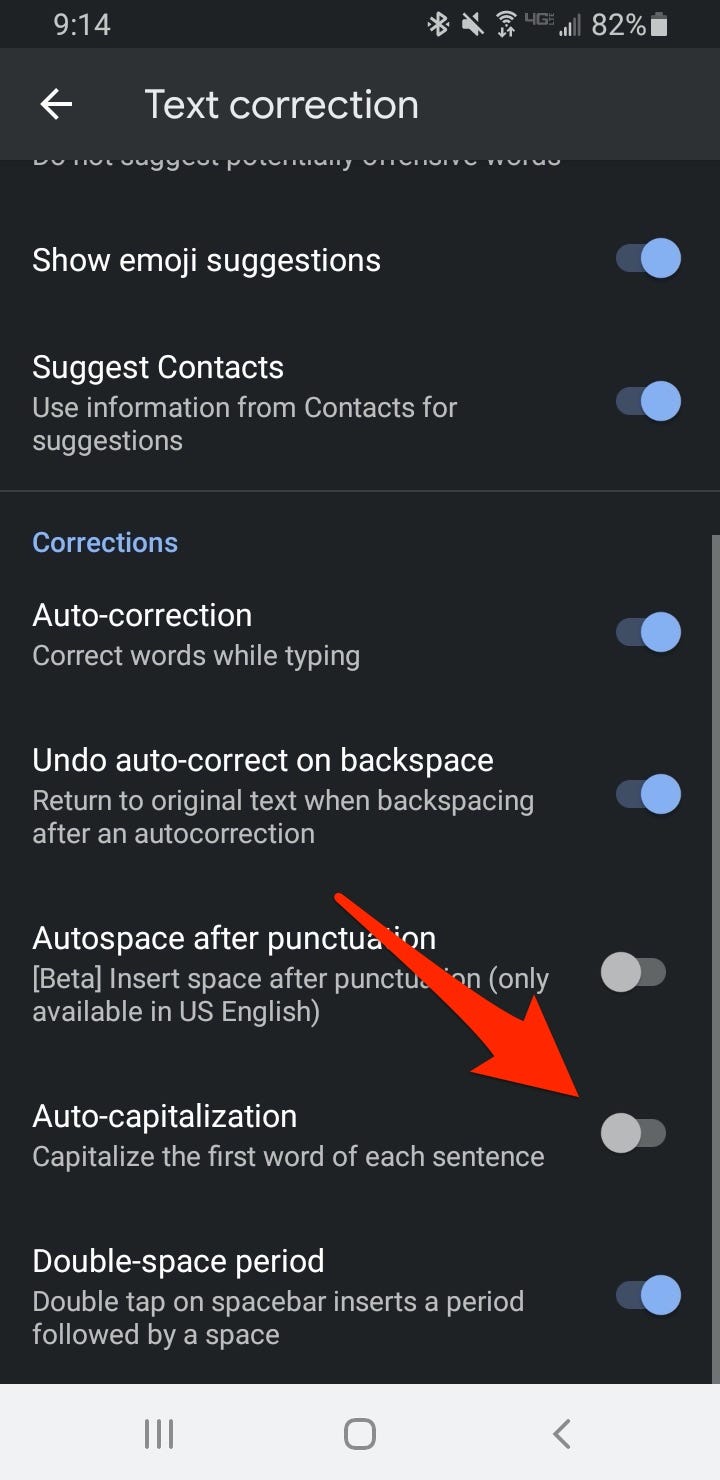 How to Turn off Auto Caps on Android? 