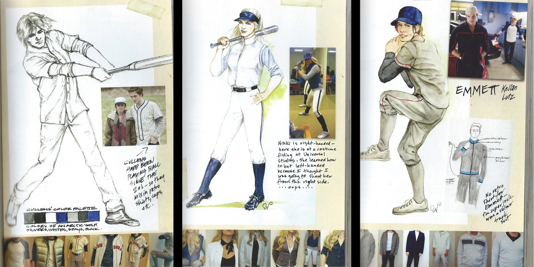 twilight baseball scene costume sketches