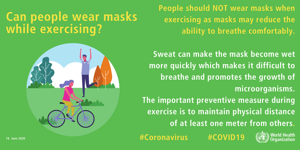 WHO says don't wear masks while exercising
