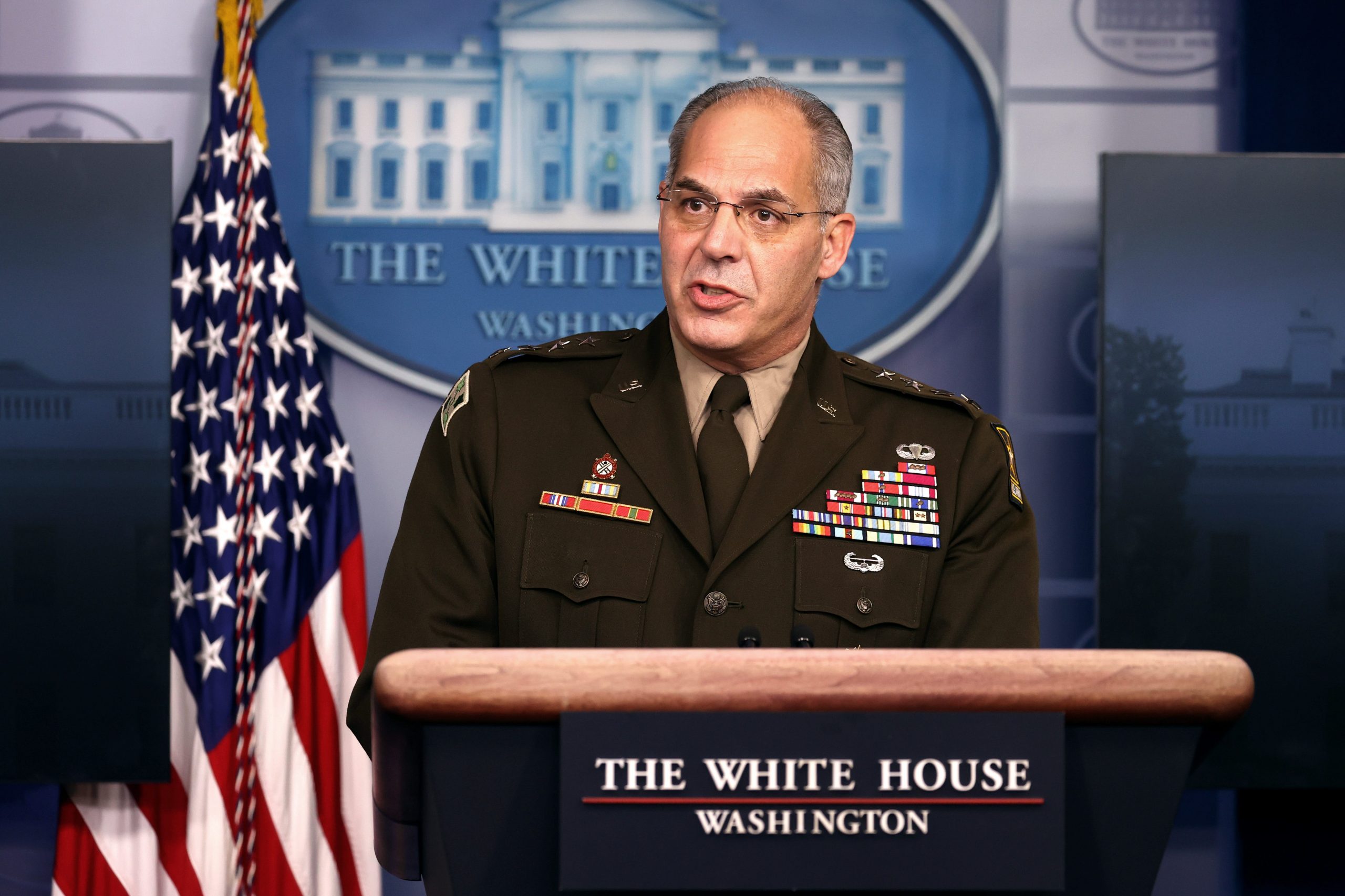 General Gustave Perna, chief operating officer for the Defense Department's Project Warp Speed, speaks during a White House Coronavirus Task Force press briefing