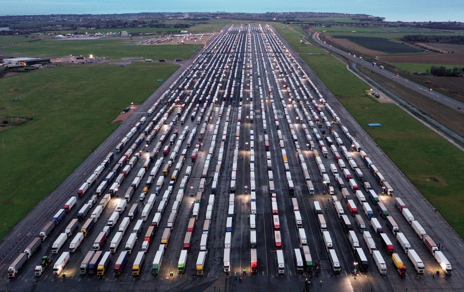 Manston, Kent airport lorry HGV queue blockade dover france